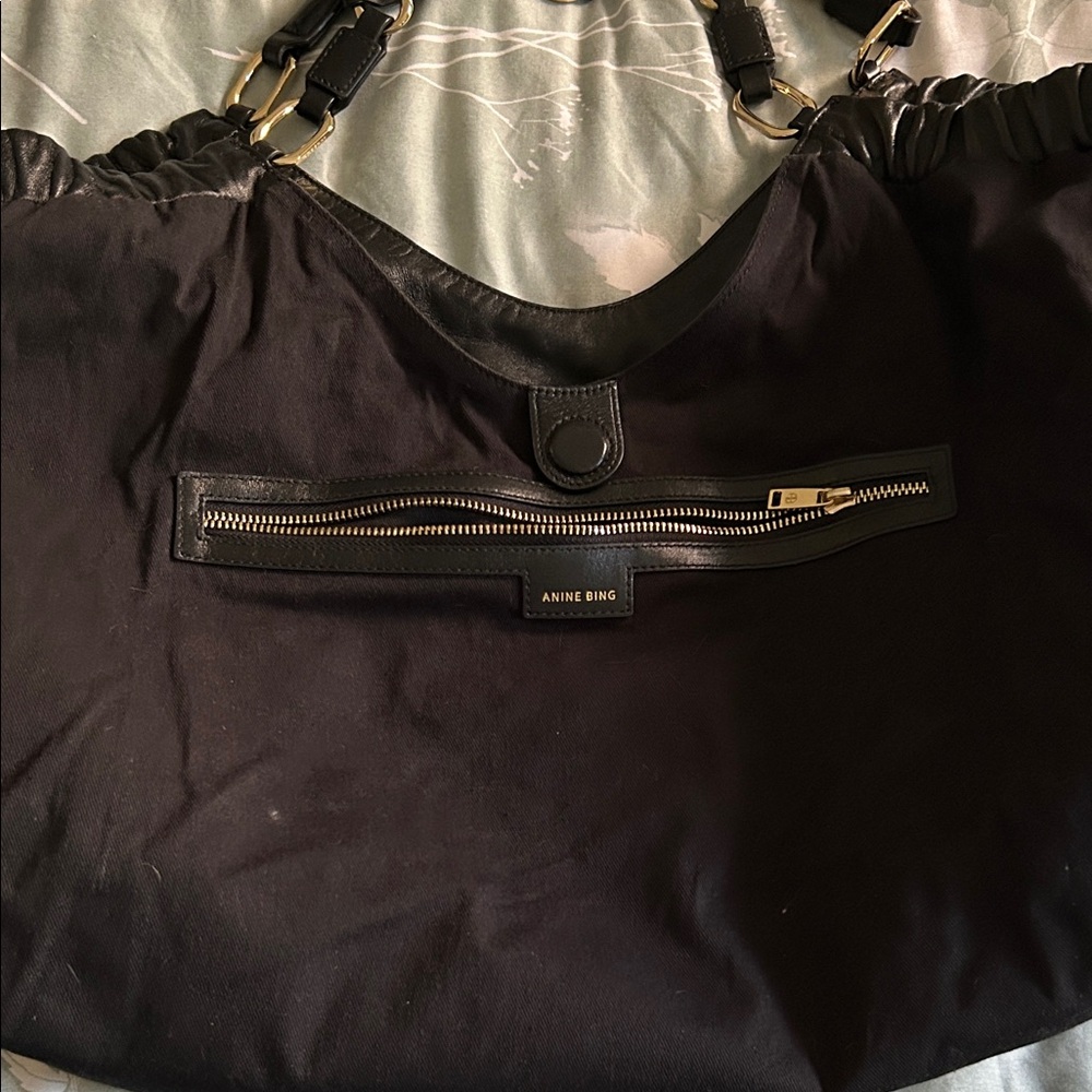 Anine Bing Black Leather Chain-Handle Kate Large Shoulder Bag - Picture 5 of 5